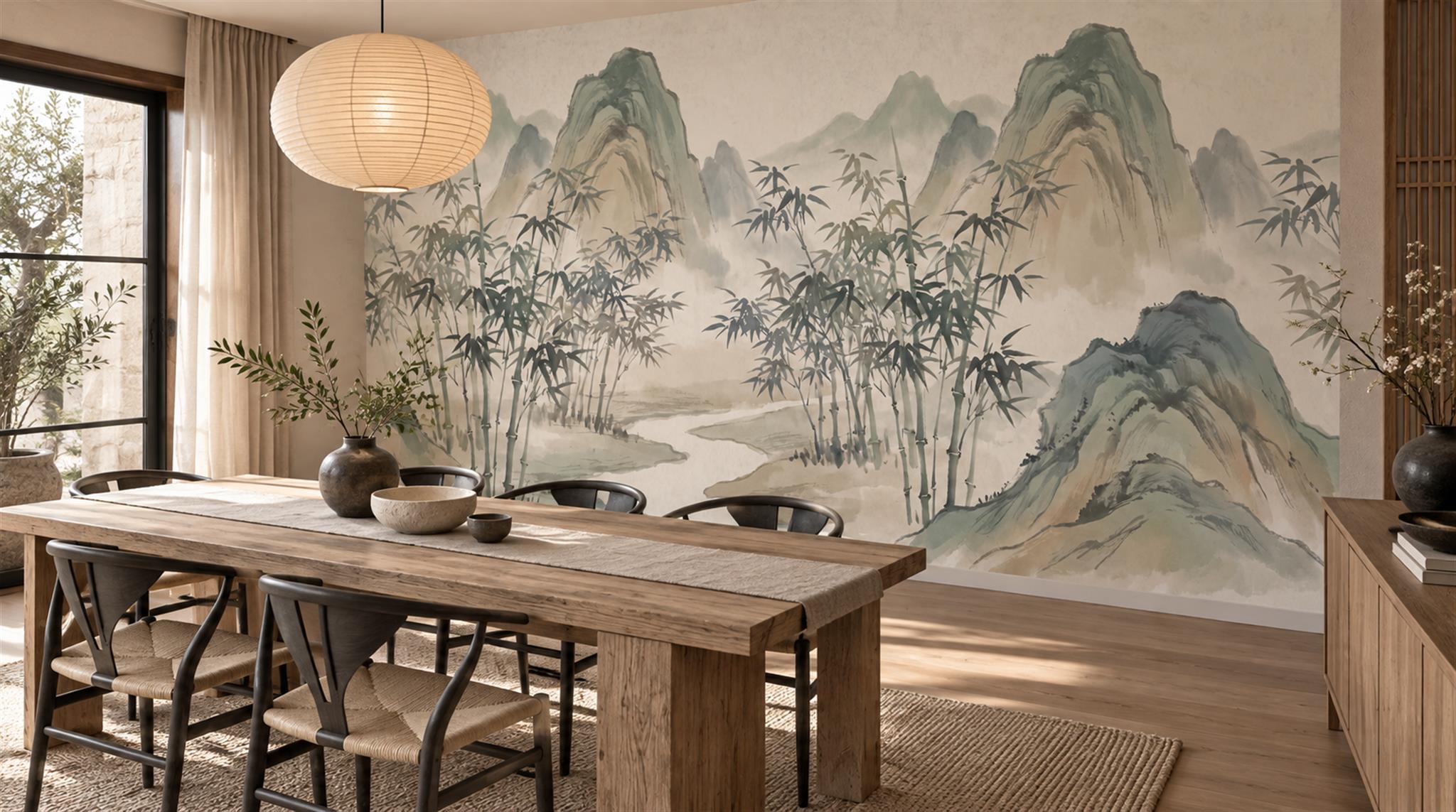 Sage Green Alpine Ridges Wallpaper Mural Scene