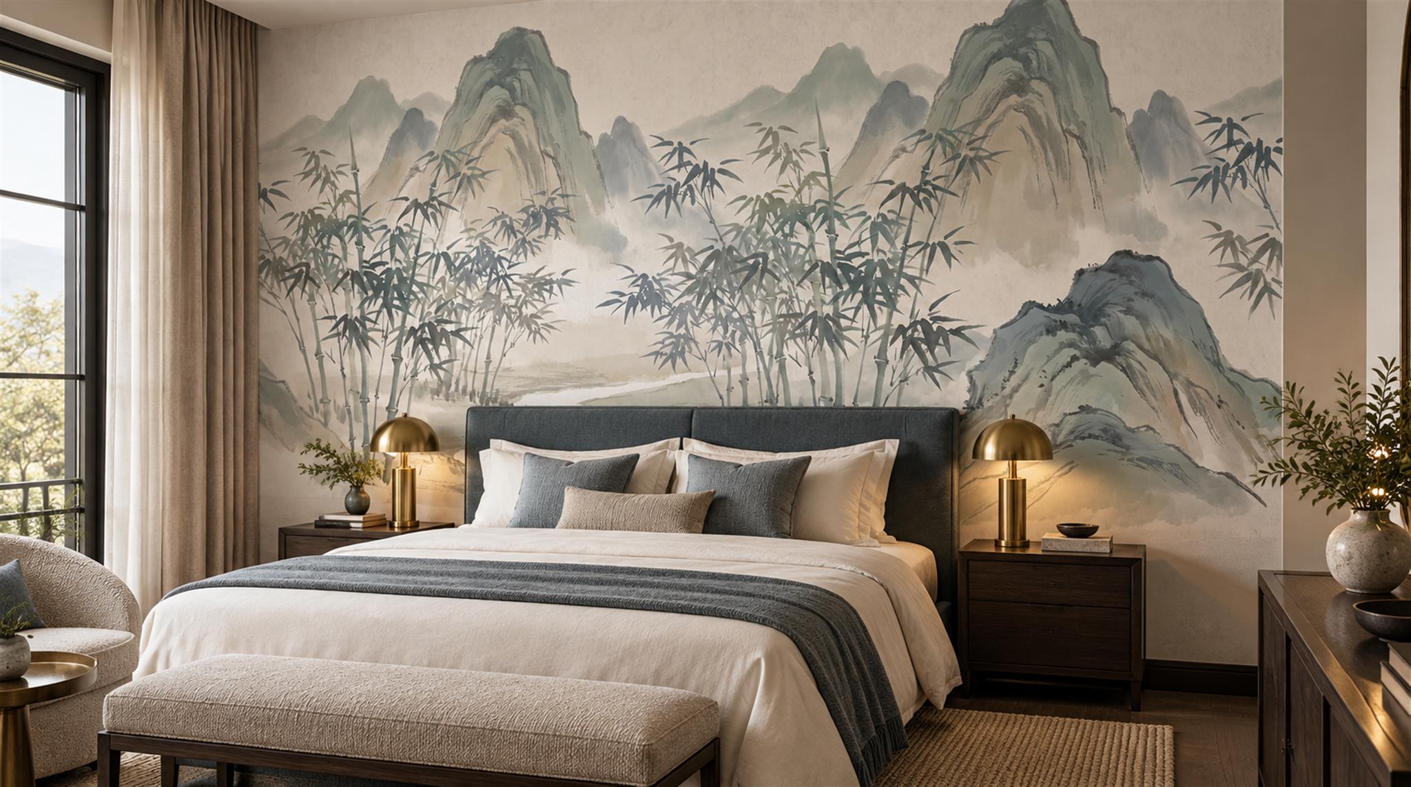 Sage Green Alpine Ridges Wallpaper Mural Scene