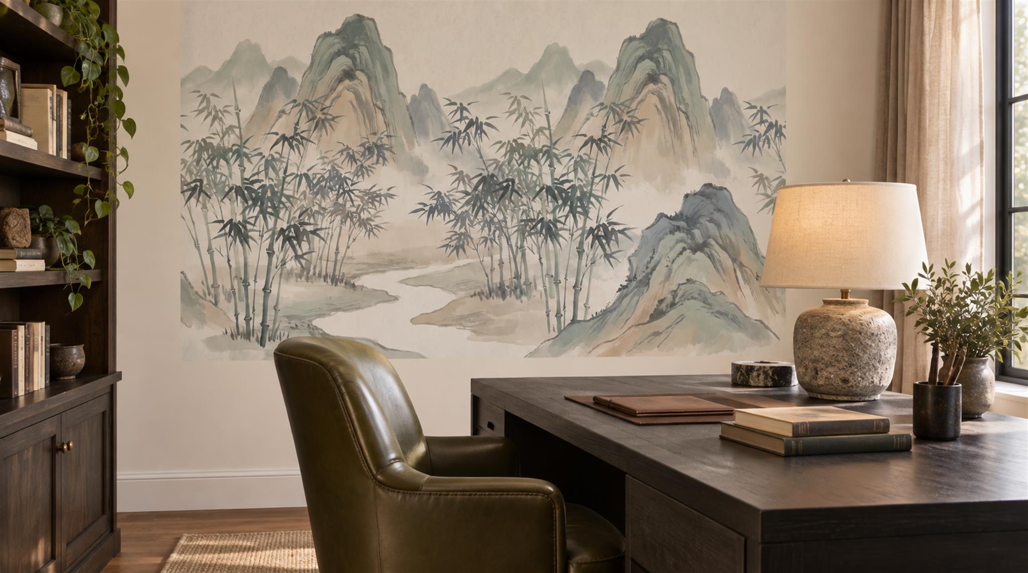 Sage Green Alpine Ridges Wallpaper Mural Scene
