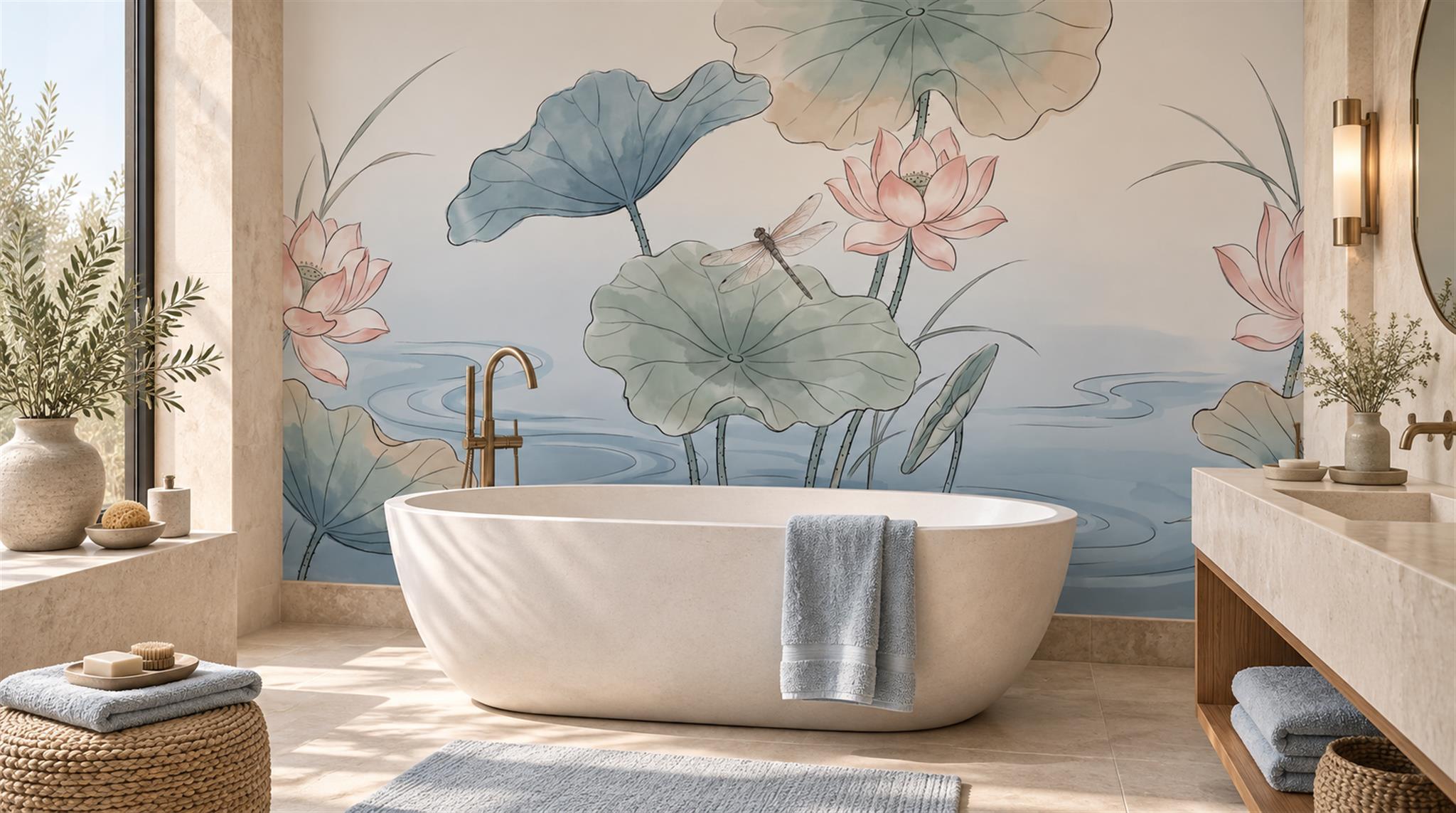 Blue Decorative Wall Art Wallpaper Mural Scene