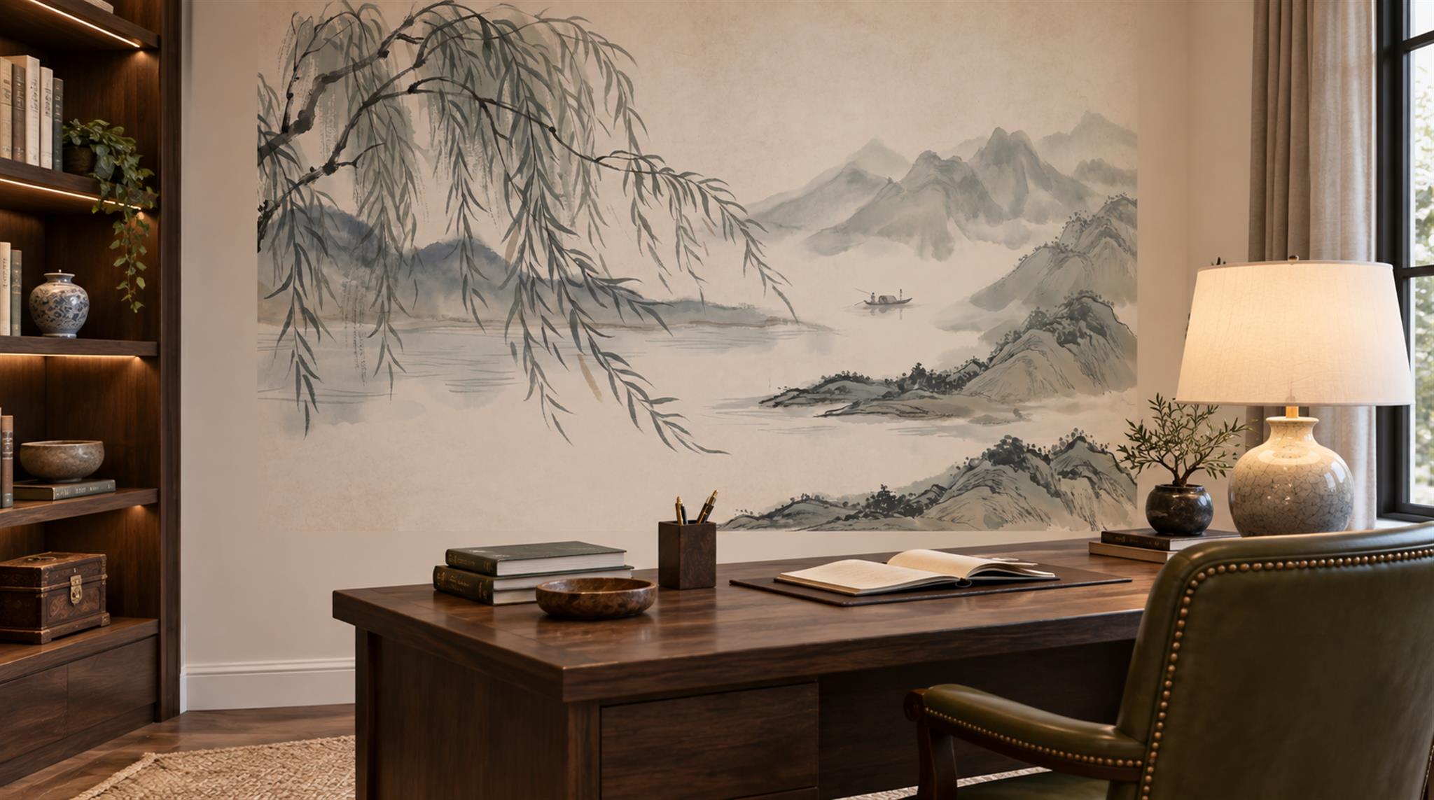 Grey Willow Branches Wallpaper Mural Scene