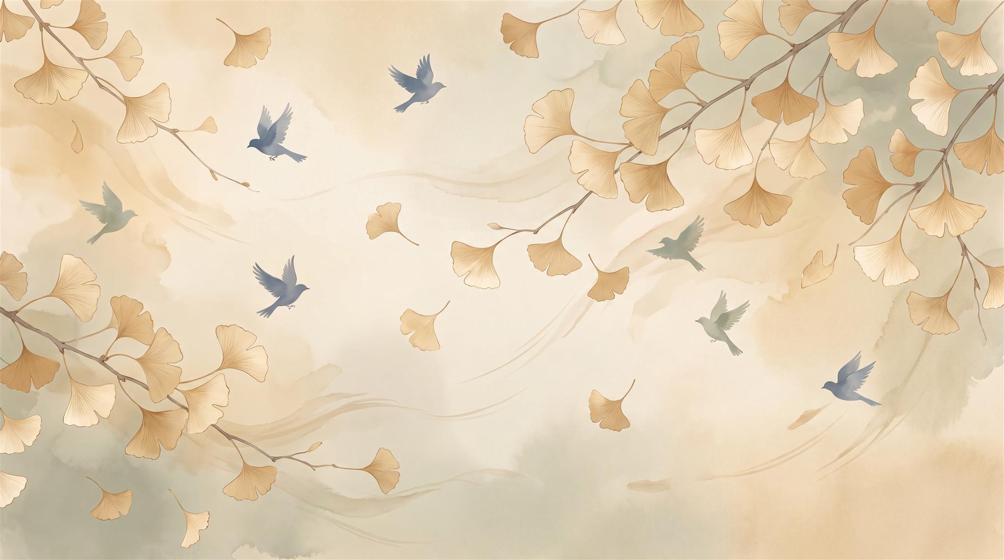 Gold Bird Detailing Wallpaper Mural Main