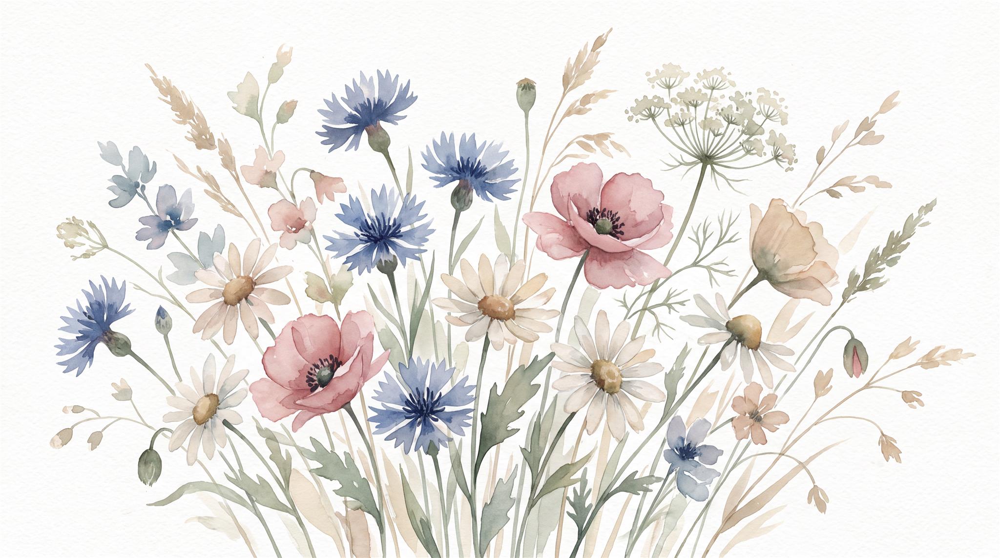 Soft Pastel Floral Patterning Wallpaper Mural Main