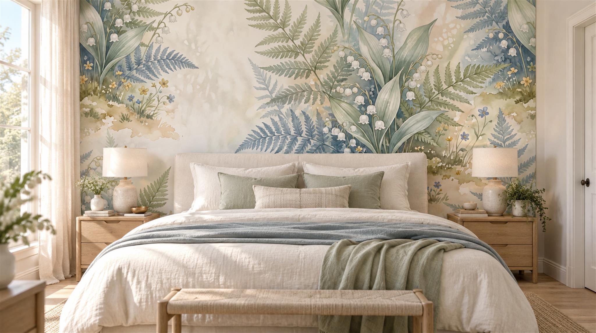 Ivory Fern Foliage Wallpaper Mural Main