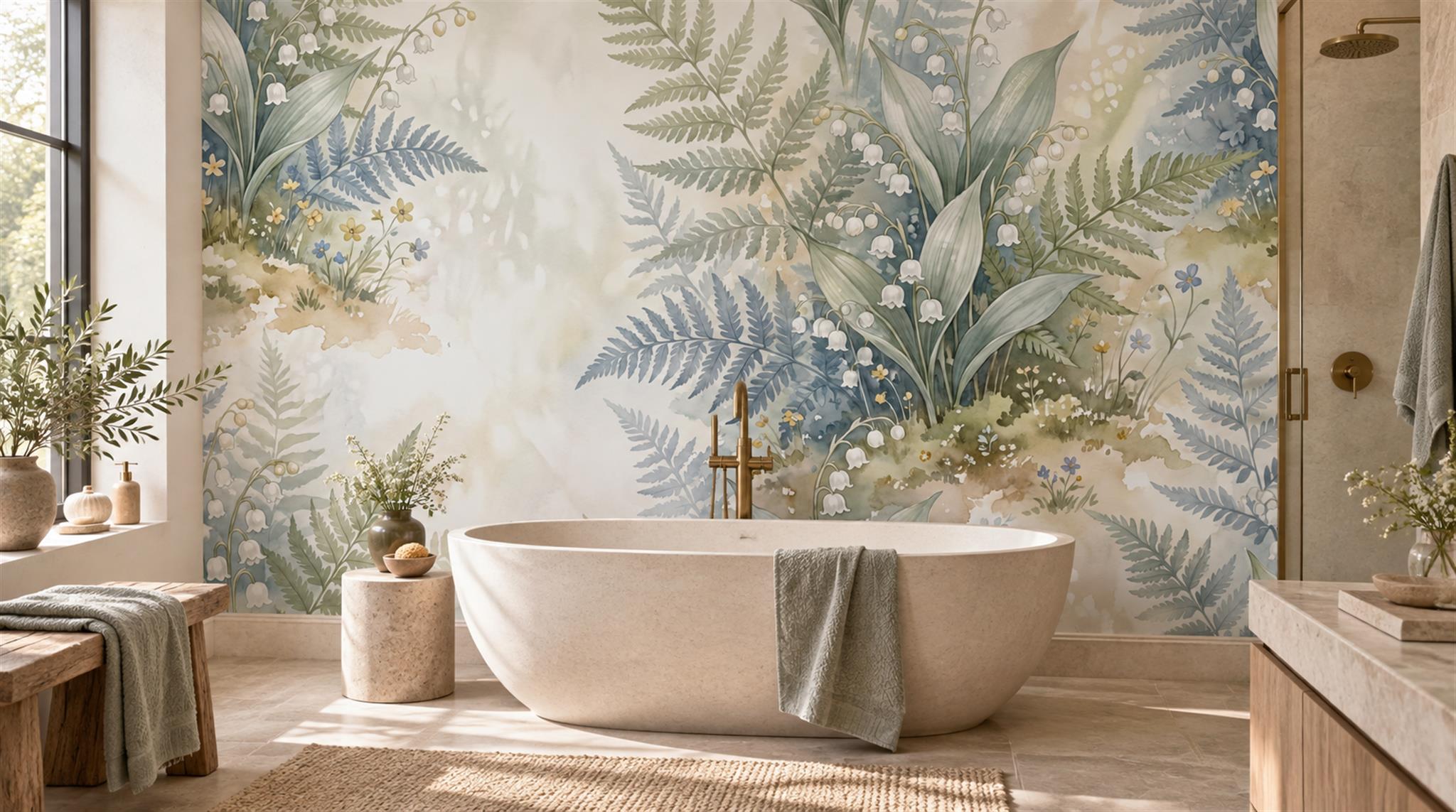 Ivory Fern Foliage Wallpaper Mural Scene