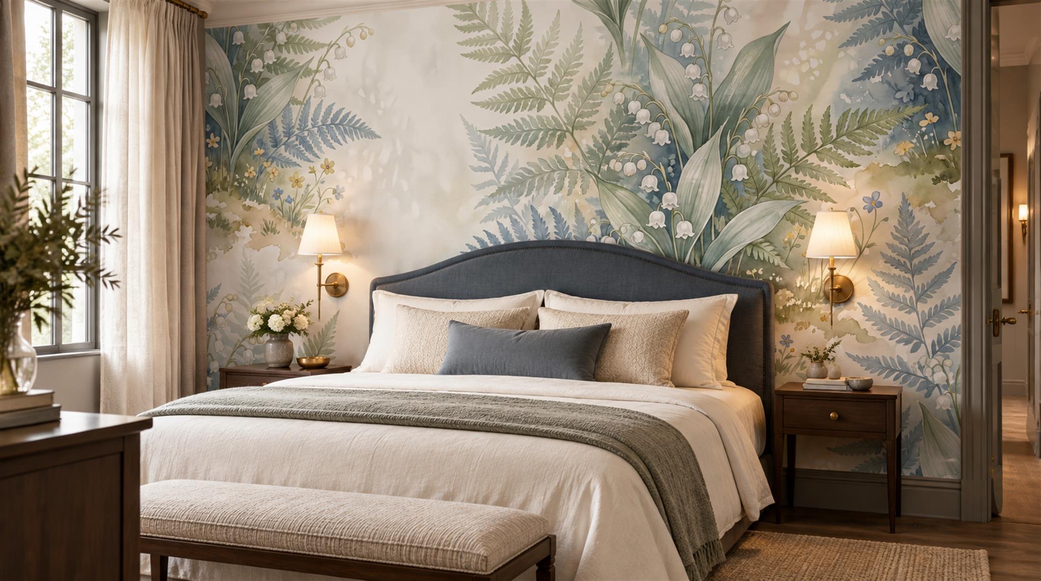 Ivory Fern Foliage Wallpaper Mural Scene