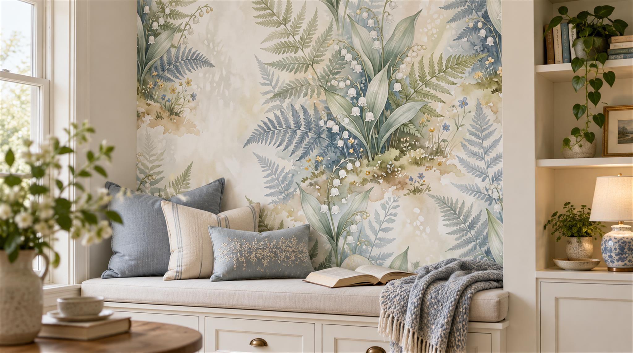 Ivory Fern Foliage Wallpaper Mural Scene