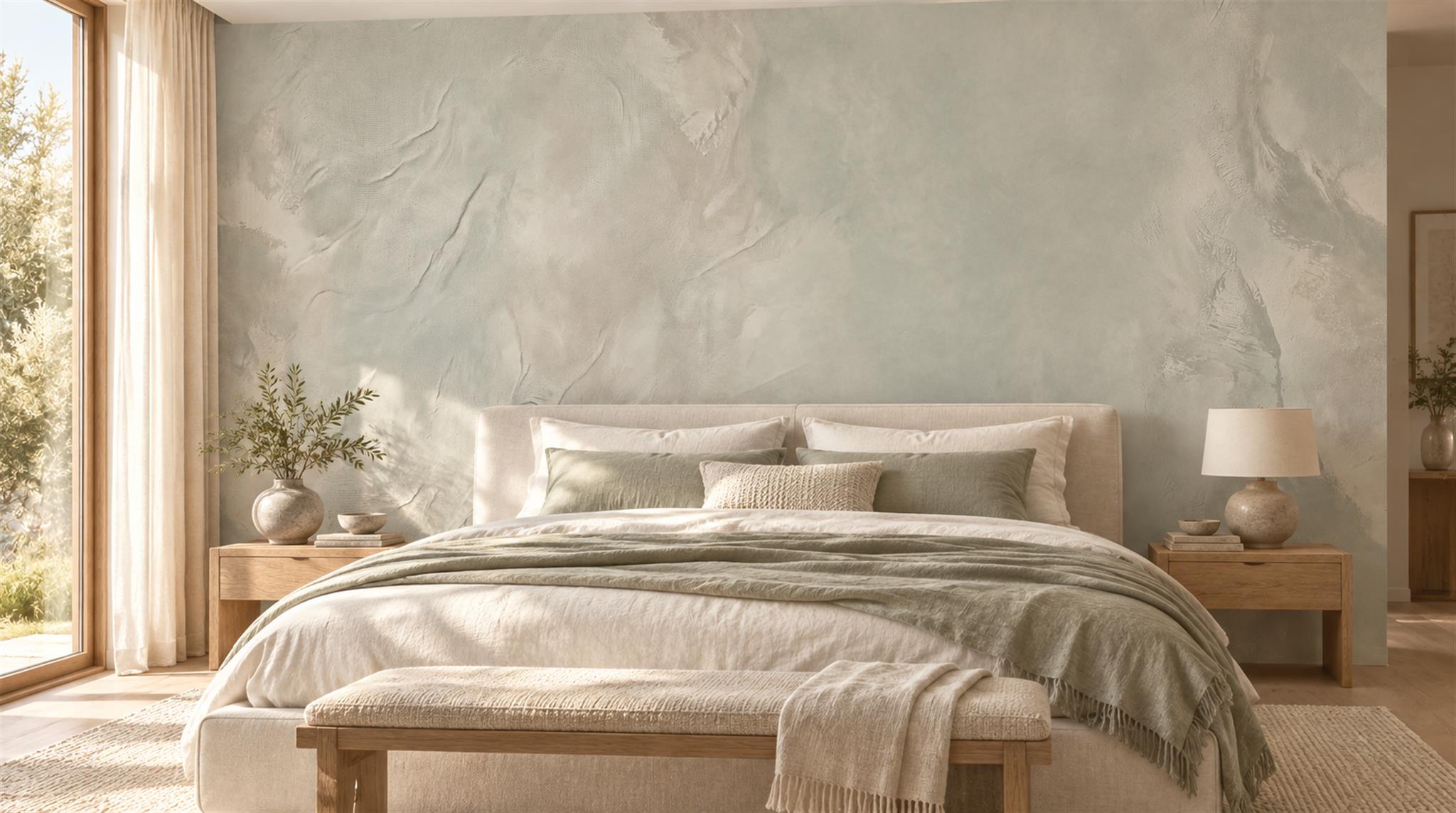Sage Grey Soft Wash Textured Wallpaper Mural Main