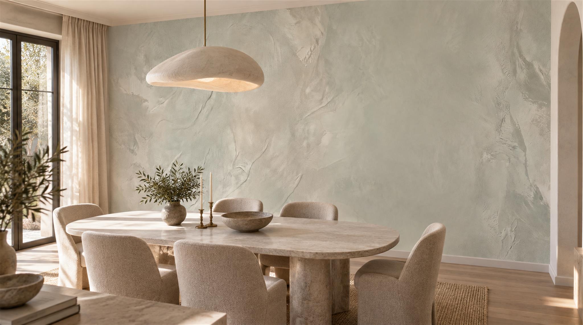 Sage Grey Soft Wash Textured Wallpaper Mural Scene