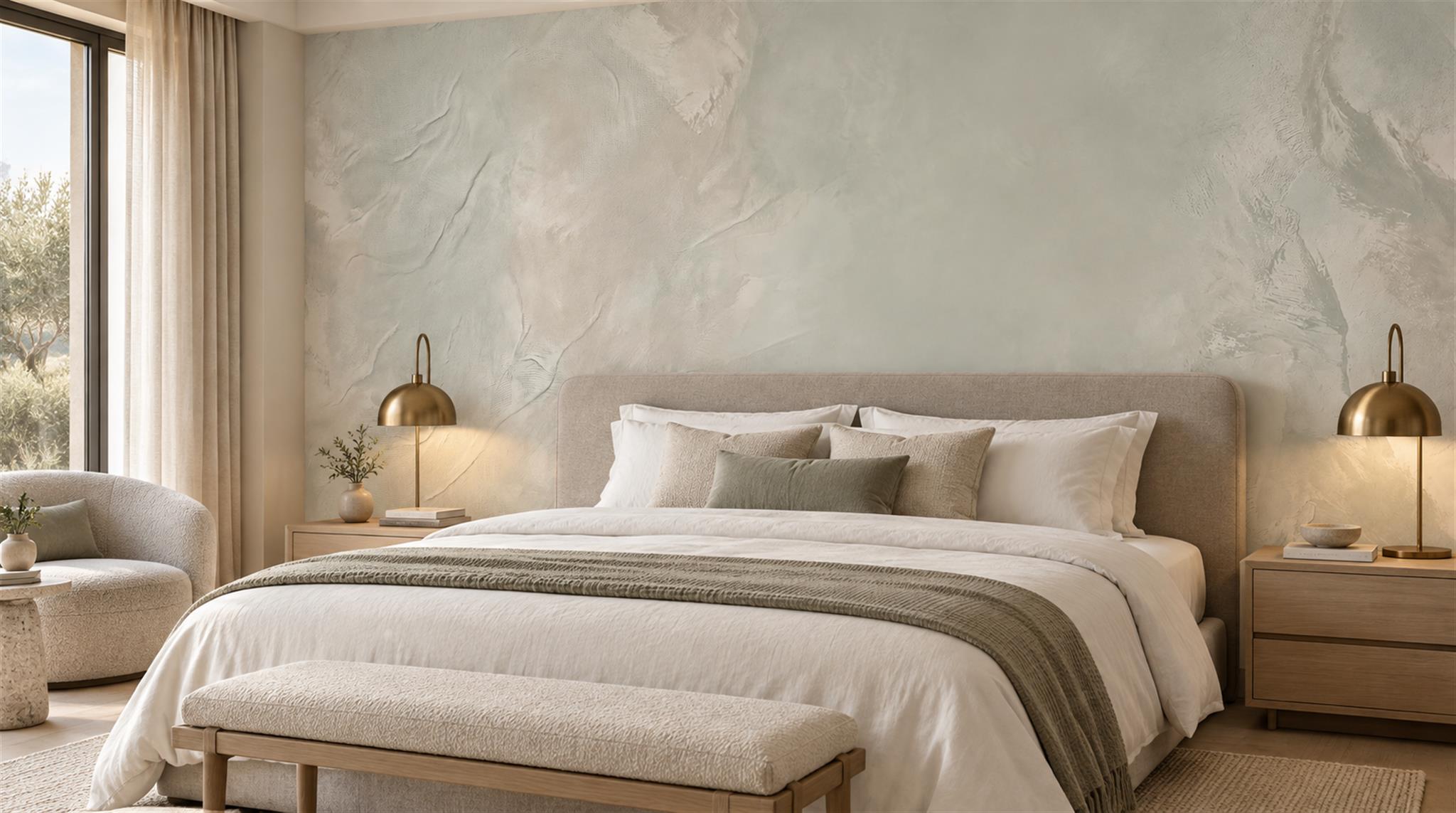 Sage Grey Soft Wash Textured Wallpaper Mural Scene