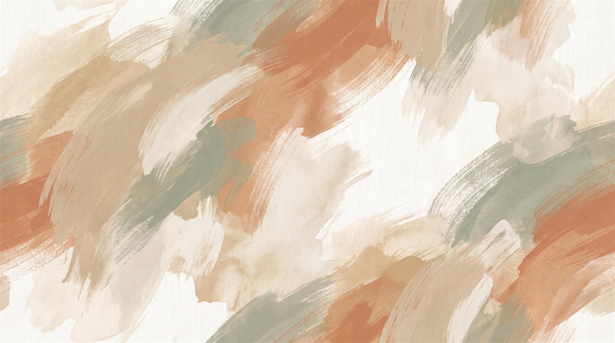 Terracotta Sage Abstract Brushstroke Wallpaper Mural Main