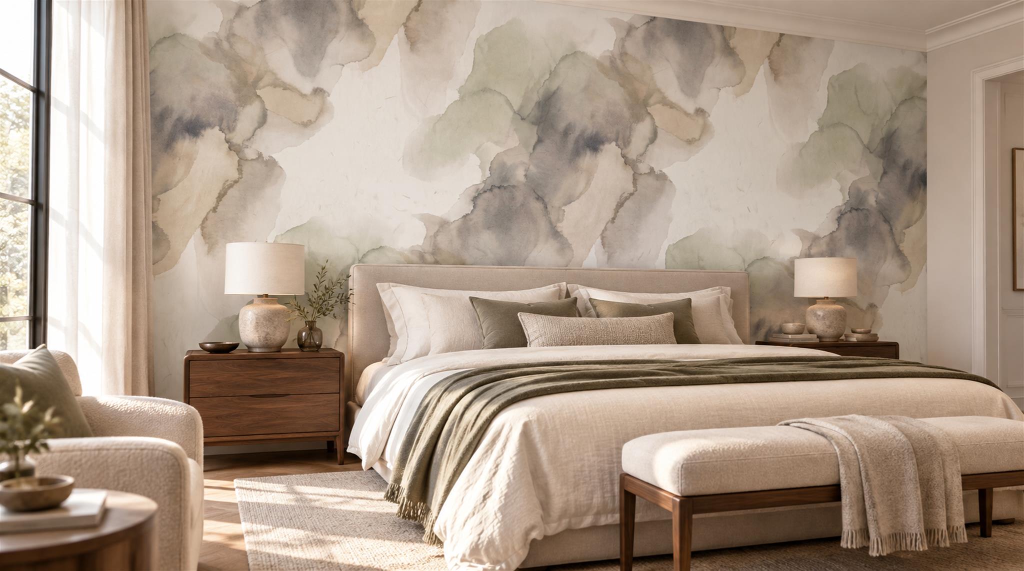 Misty Grey Botanical Branches Wallpaper Mural Main