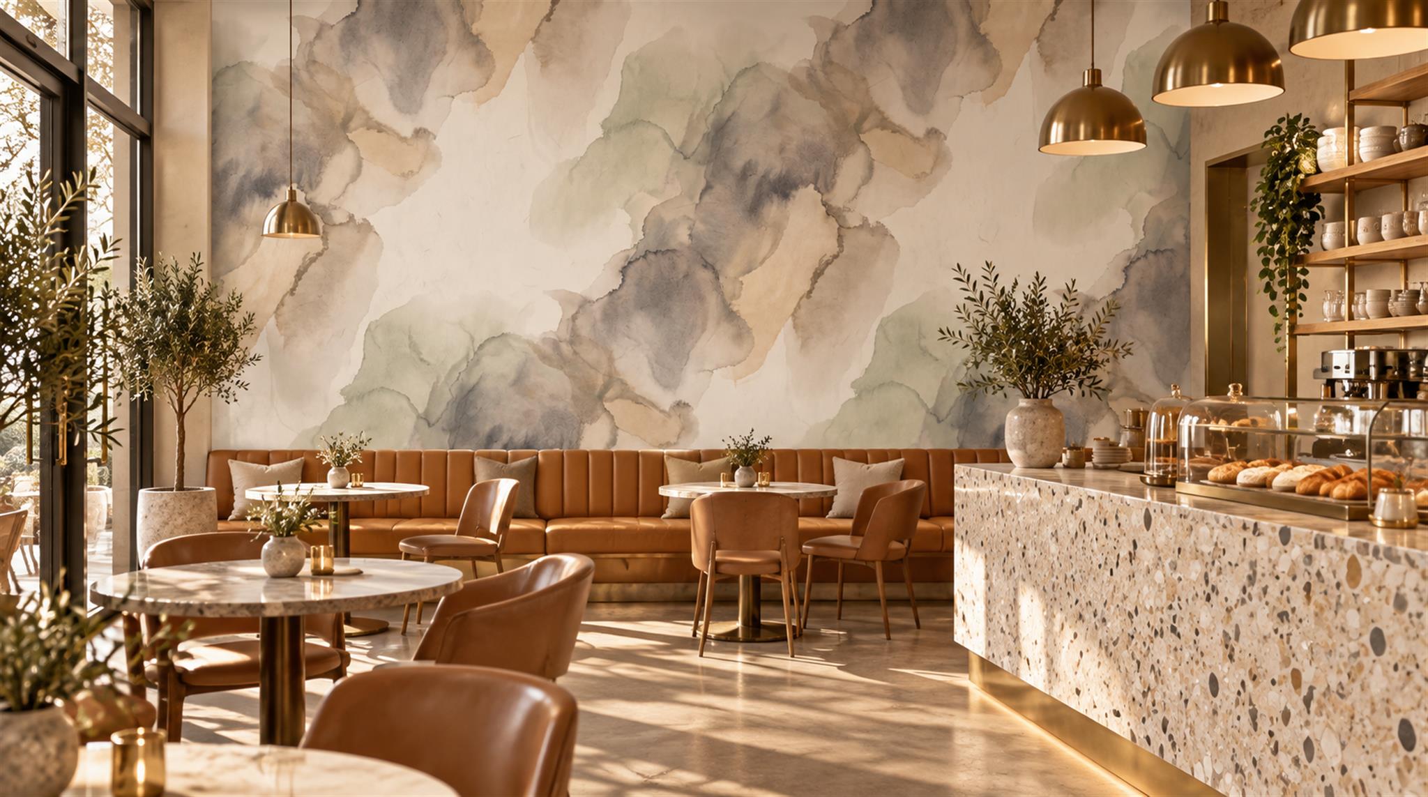 Misty Grey Botanical Branches Wallpaper Mural Scene