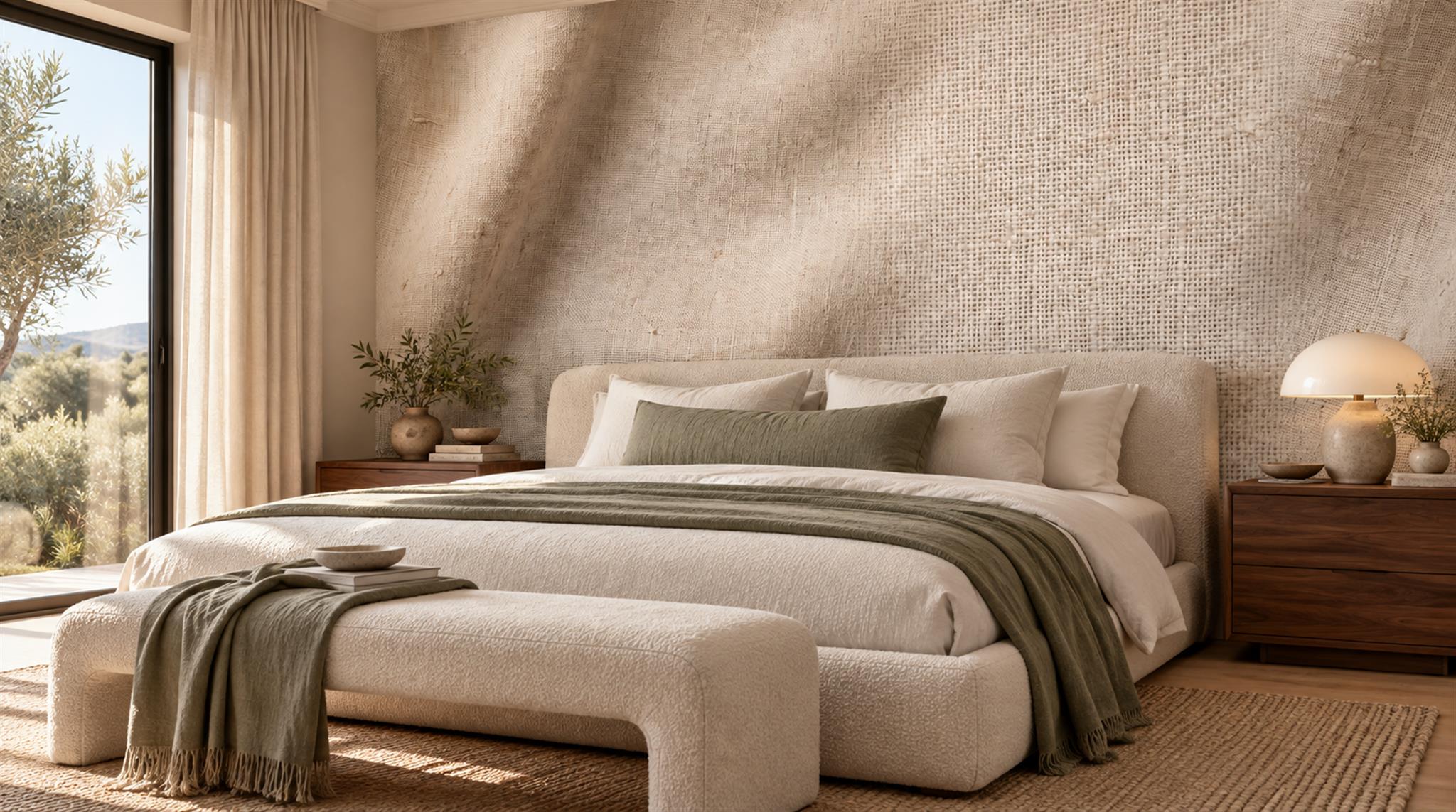 Ivory Linen Look Abstract Texture Wallpaper Mural Main