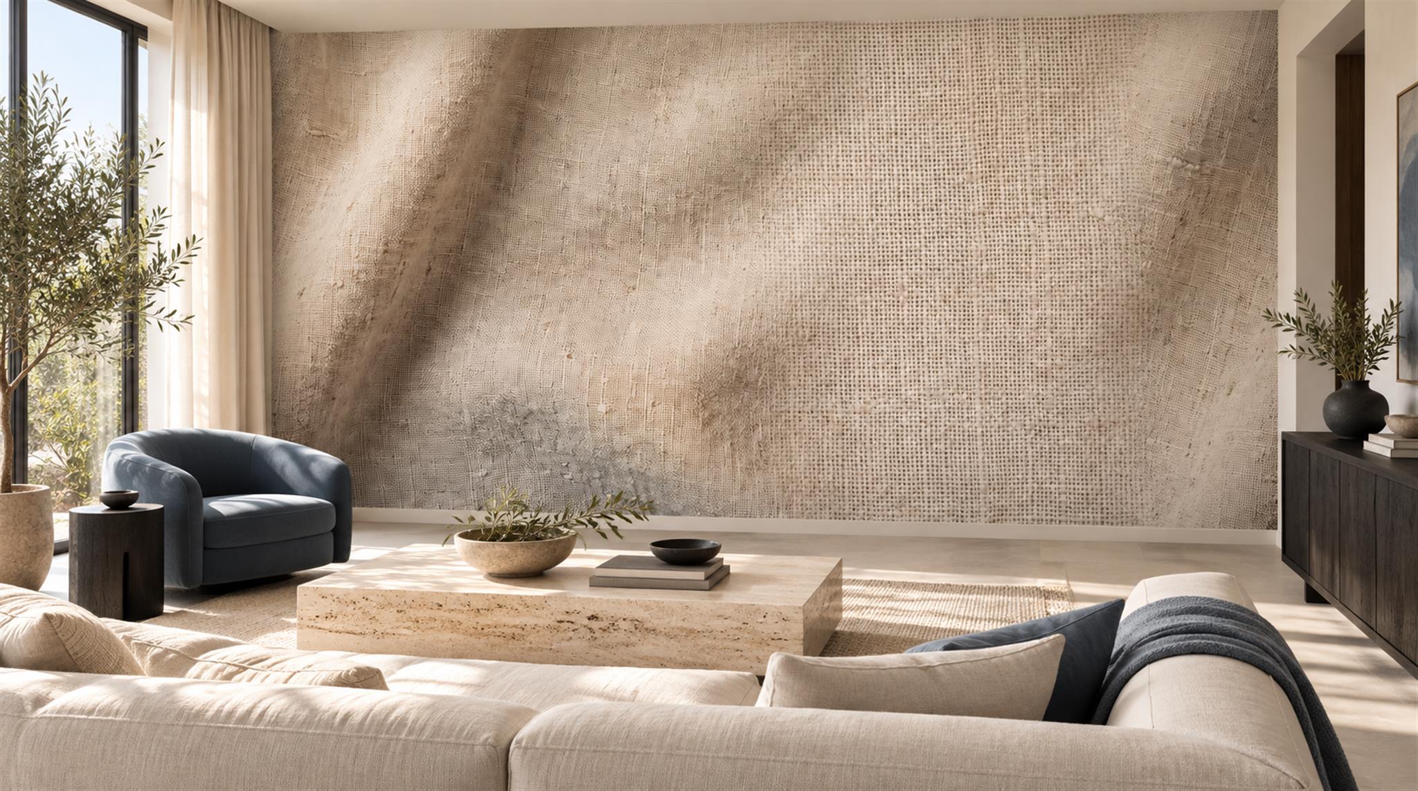 Ivory Linen Look Abstract Texture Wallpaper Mural Scene