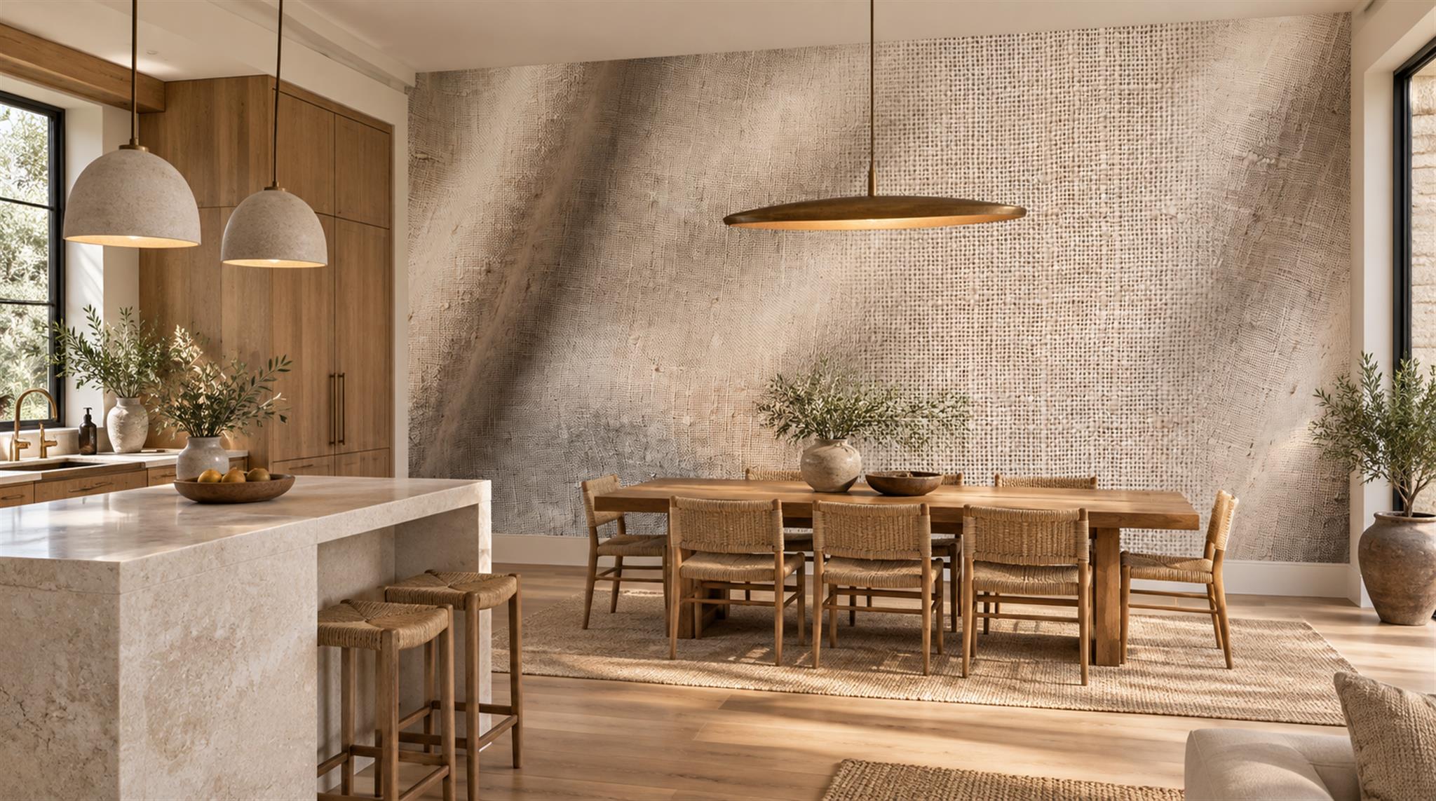 Ivory Linen Look Abstract Texture Wallpaper Mural Scene