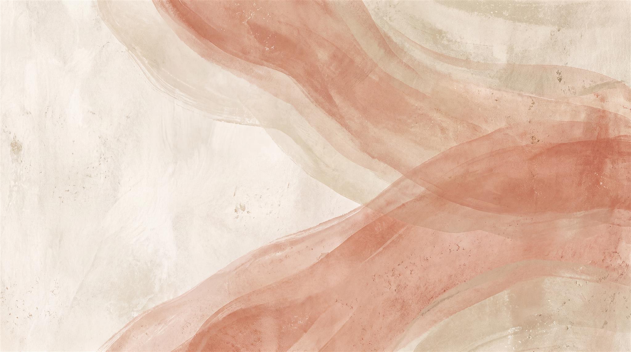 Terracotta Blush Abstract Watercolour Wallpaper Mural Main