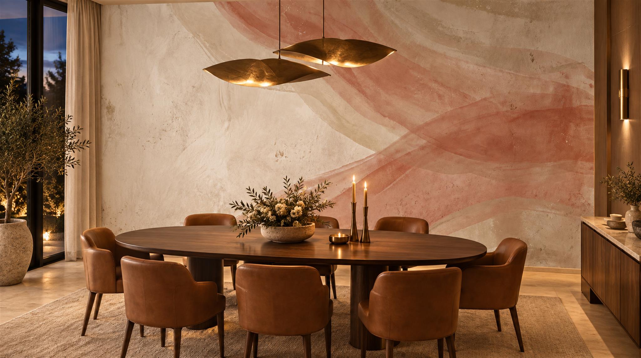 Terracotta Blush Abstract Watercolour Wallpaper Mural Scene
