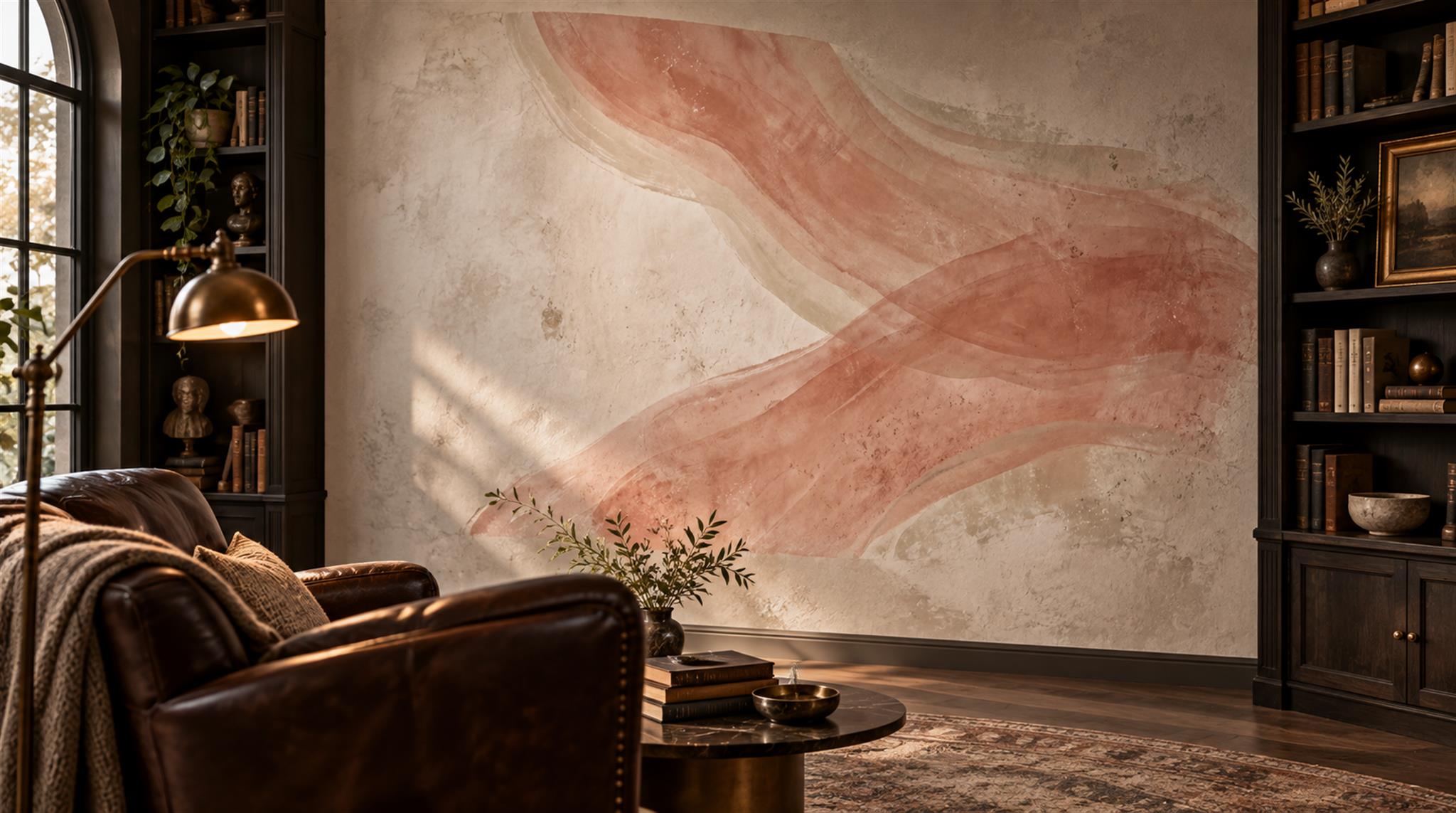 Terracotta Blush Abstract Watercolour Wallpaper Mural Scene